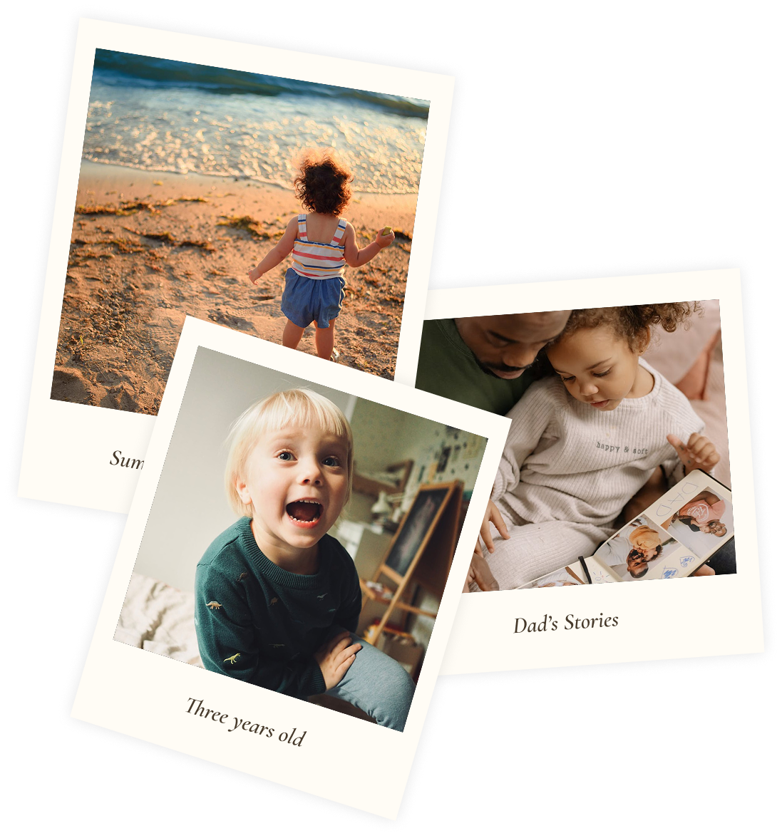 Polaroid photos of treasured family moments